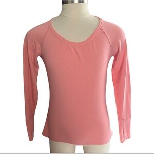 Athleta Pink Long Sleeve Scoop Neck High Low Thumb Holes Sweatshirt Women’s Med